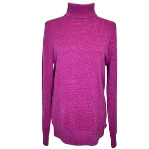 Cashmere Turtleneck Sweater Fuchsia Pink Purple Extra Long Thick Soft Cozy Sz M